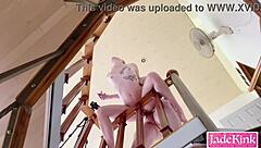 Are you ready for kinky couple fucking like crazy on staircase with bondage and spanking?
