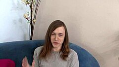 I can't believe how this slutty brunette takes my big white dick deep in her shaved pussy until creampie