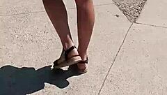 Boldly stripping naked on the busy street for public thrill