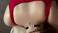 step sister in red lingerie devours big cock for breakfast cumming deep in her mouth!