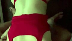 step sister in red lingerie devours big cock for breakfast cumming deep in her mouth!