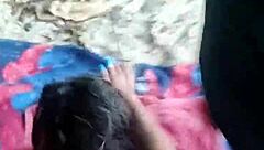 oh man, we exhibitionist couple fuckin' on the beach in public, then this stranger asks to cum with us, adam and eva