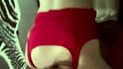 step sister in red lingerie devours big cock for breakfast cumming deep in her mouth!