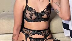 Do you like how I suck your cock deep in my throat while wearing this garter belt lingerie and getting spanked?