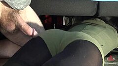 i gave an intense assjob and thigh fuck, spilling pre-cum all over my green shorts