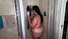 Oh wow, this big tits big ass bbw is teasing in a hot soapy shower! 🛁😍