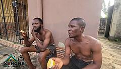 hey, two jobless dudes team up to bang this albino white chick selling oranges outdoors 😏