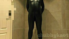 Chubbykaot puts on a catsuit in this amateur outdoor scene and feels increasingly excited