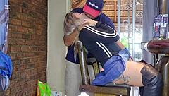 Hey, watch this hot blonde cheat and squirt all over in close-up