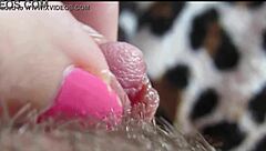 Huge clit orgasm in closeup with oral action