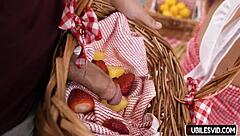 Shy blonde teen princess gets deepthroat fucked to creampie