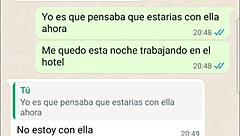 The Latina teen got wet during phone web chat, whispering quiero que cojas otra vez ella no se va a enterar.