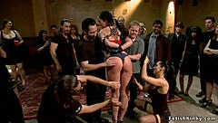 Hot ass beauty is anal fisted in public