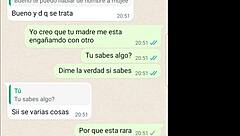 The Latina teen got wet during phone web chat, whispering quiero que cojas otra vez ella no se va a enterar.