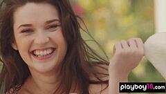 Ukrainian Serena Wood graces Playboy again with her sultry and sexy ways outdoors stripping naked