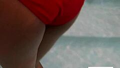 skinny amateur thai teen cherry with small tits moans loud while riding big white dick in bikini