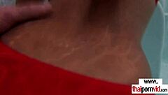 skinny amateur thai teen cherry with small tits moans loud while riding big white dick in bikini