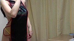 Why does this athletic japanese girl with natural tits strip naked for fitness workout in her apartment room?