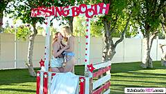 come on, lick my hairy pussy right here in this public kissing booth