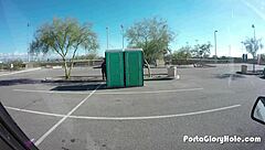 Chubby Slut SWALLOWS Cum at Public GLORYHOLE Spot