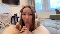 Amateur Couple Shares Homemade Video of Babe with Natural Tits Giving Blowjob and Rough Sex Featuring Dialogues