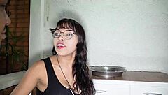 young teen licks balls and gags on big black cock while choking during deepthroat with teacher.