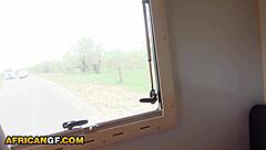 Meaty black pussy close-up as ebony girlfriend rubs clit hard for boyfriend's monster cock