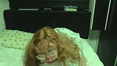 bold babe in halloween costume screams during double penetration with dildo toys