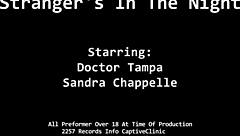 oh wow, strangers in the night with sandra chappelle getting blindfolded and handcuffed in that latex dress behind the scenes 😏🔥