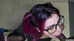 A slutty Chilean with big tits and glasses gets her curvy ass pounded doggystyle by a big black cock in a public parking lot.