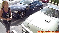 amateur babe trades car and pussy for quick cash blowjob