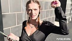 tattooed spanish malafalda caught bending over for dirty outdoor creampie