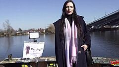 german scout picks up small tits cougar rina helena for her first anal pounding in pickup casting