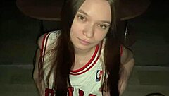 kneeling stepdaughter deepthroats stepdad unloads on big natural tits