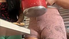 Swollen pussy closeup flashes her bbw exhibitionist folds