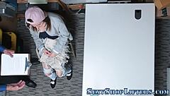 shoplifter teen caught and gets a massive facial cumshot 😏💦