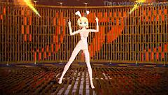 Alien bunny kagamine rin mod flaunts big tits ass in full nude costume.