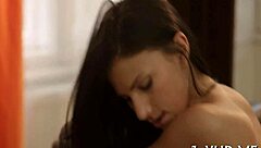 barely legal teen kneels to suck and stimulate the hard cock orally close up