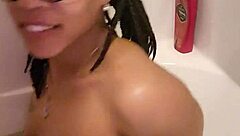 i love shaving my ebony milf pussy smooth then soaking in the bath