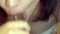 i love how this hot brunette gags on my cock so deep and dirty