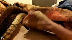 young guy strokes until he creams inside during solo play