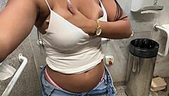 Couldn't Hold Back - Horny Latina Fingers Wet Pussy in Mall Bathroom Till She Cums