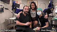 Nurse Channy Crossfire forces hitachi vibrator orgasms on patient guinea pig!