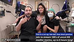 Nurse Channy Crossfire forces hitachi vibrator orgasms on patient guinea pig!