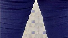 chubby latina shakes big ass in public bathroom