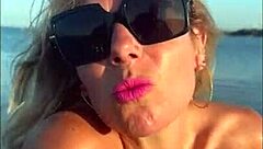 kleo furiosa shows off tight pussy and small tits on sunny beach