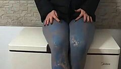 uggs boots camel toe pokes funny in old down jacket for playful fun