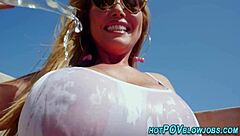 slut gets banged hard with deepthroat titty fuck and facial cumshot in pov group