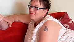 mature bbw honey spots young gardener sam bourne in the yard, pulls him close for rough outdoor pounding in stockings and nature's glow