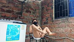 whoa my slutty neighbor lifts her dress in the yard flashing that pretty pussy